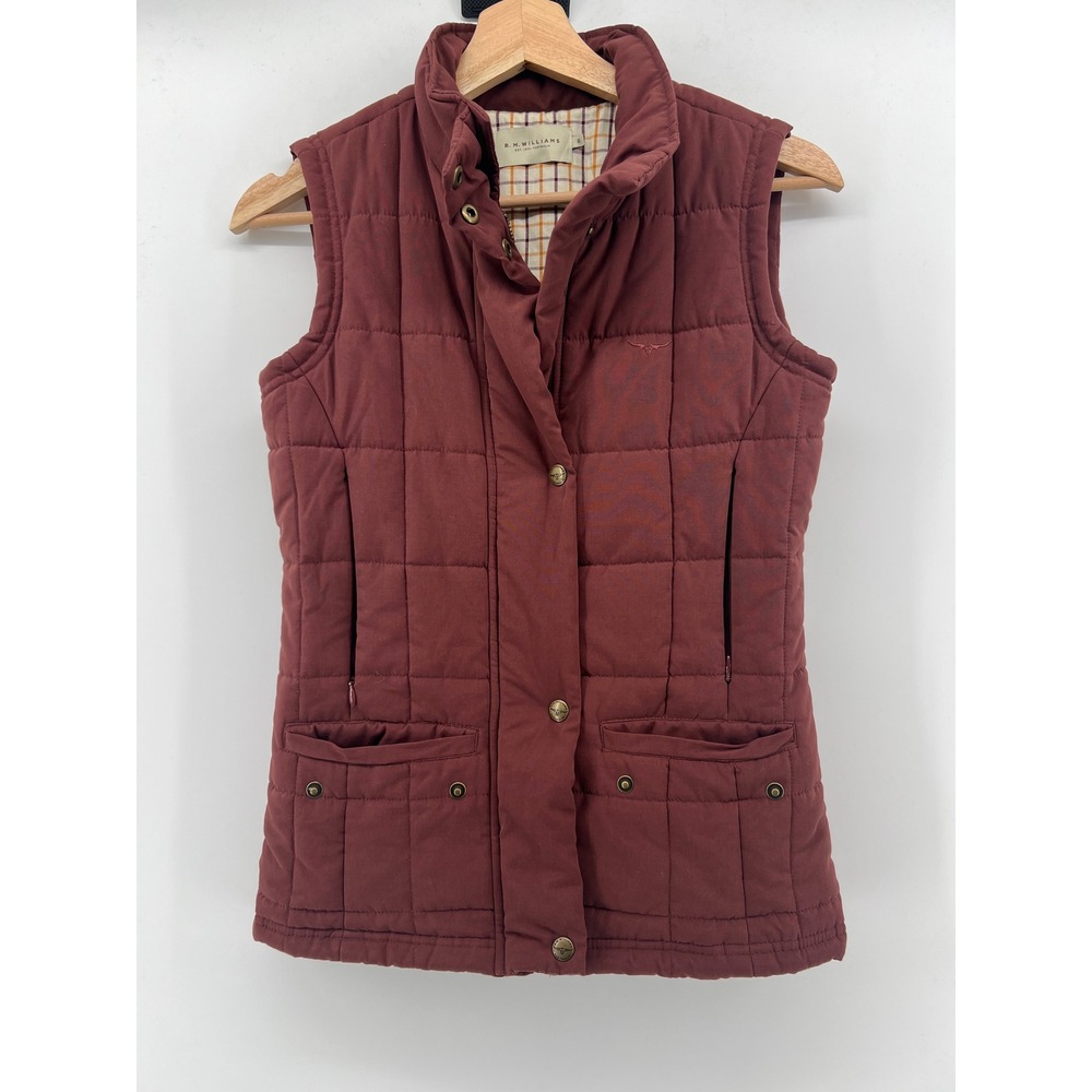 RM Williams Wilpena Creek Quilted Vest Burgundy Womens AU 6 US 2 XS